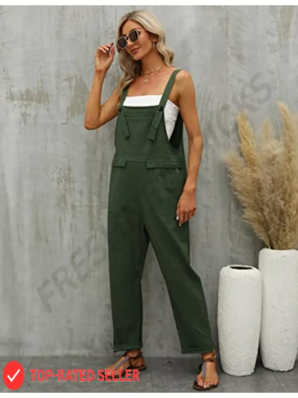 Linen Overalls for Women Loose Fit Baggy Jumpsuit Cotton Adjustable Straps
